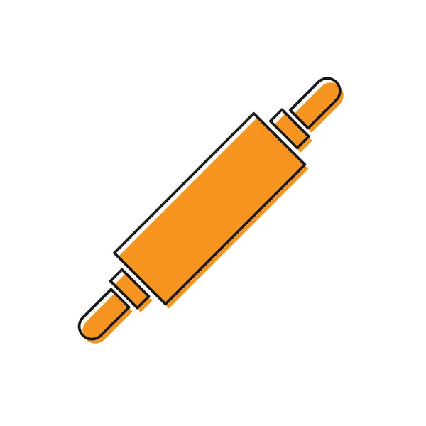 Oranje Rolling Pin Pictogram Geïsoleerd Witte Achtergrond Vector Illustratie — Stockvector