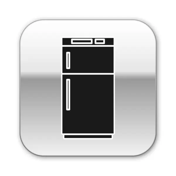 Εικονίδιο Του Μαύρου Ψυγείου Απομονώνεται Λευκό Φόντο Ψυγείο Ψυγείο Ψυγείου — Διανυσματικό Αρχείο