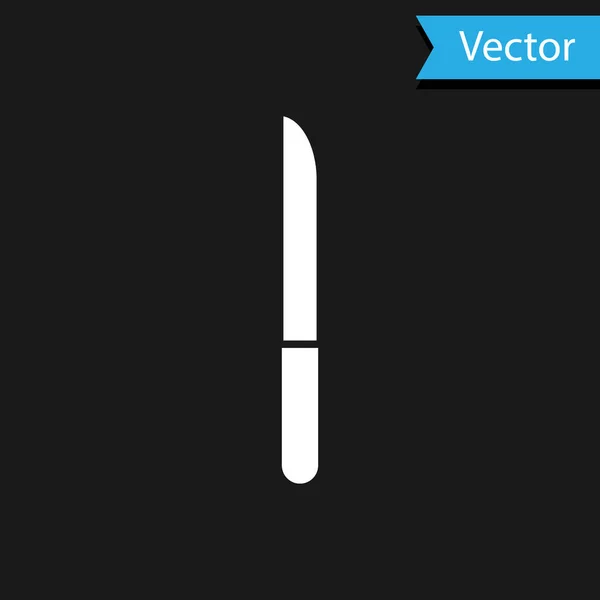 Weißes Messer Symbol Isoliert Auf Schwarzem Hintergrund Bestecksymbol Vektorillustration — Stockvektor