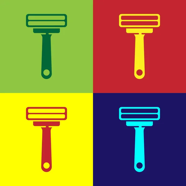 Pop Art Rasiermesser-Symbol isoliert auf farbigem Hintergrund. Vektorillustration — Stockvektor