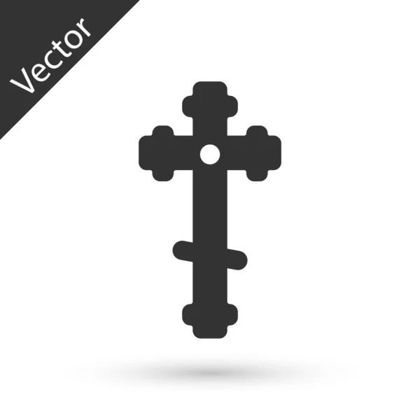 Grey Christian cross icon isolated on white background. Church cross. Vector Illustration — Stock Vector