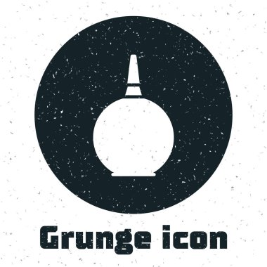 Grunge Enema simgesi beyaz arkaplanda izole edildi. Plastik uçlu bir düşman. Tıbbi armut. Tek renkli klasik çizim. Vektör İllüstrasyonu