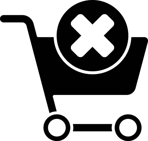 Negro Eliminar icono del carrito de compras aislado sobre fondo blanco. Concepto de compra en línea. Servicio de entrega. Cesta de supermercado y marca X. Ilustración vectorial — Archivo Imágenes Vectoriales