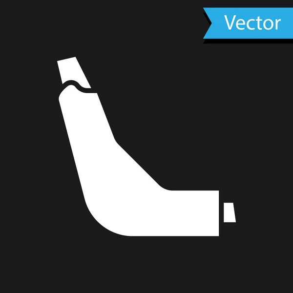 White Inhaler Symbol isoliert auf schwarzem Hintergrund. Atemluft gegen Husten, Inhalation, Allergiker. Vektorillustration — Stockvektor