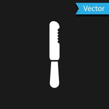 Siyah arka planda beyaz, tek kullanımlık plastik bıçak ikonu var. Vektör İllüstrasyonu