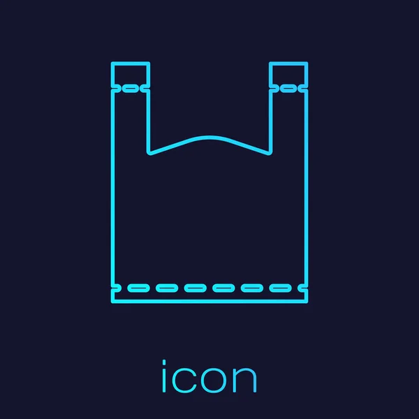 Tyrkysová linka Plastová taška ikona izolované na modrém pozadí. Jednorázová cedule zákazu celofánu a polythenového obalu. Vektorová ilustrace — Stockový vektor