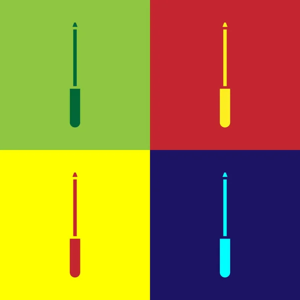 Pop Art Messer Spitzer Symbol isoliert auf farbigem Hintergrund. Vektorillustration — Stockvektor