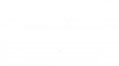 Siyah çizgi Kuyrukluyıldız beyaz arkaplanda izole edilmiş bir şekilde hızla düşüyor. 4K Video hareketli grafik canlandırması