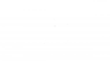 Siyah çizgi kargo kamyonu ikonu beyaz arka planda izole edildi. 4K Video hareketli grafik canlandırması