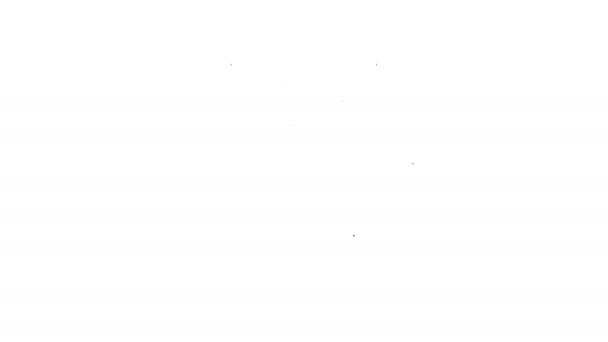 Zwarte lijn Winkelwagen en voedselpictogram geïsoleerd op witte achtergrond. Levensmiddelenwinkel, supermarkt. 4K Video motion grafische animatie — Stockvideo