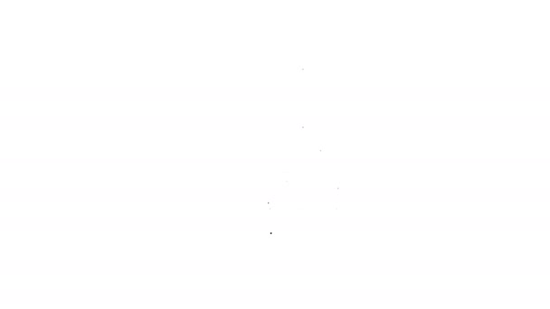 Linea nera Carrello e icona del cibo isolati su sfondo bianco. Negozio di alimentari, supermercato. Animazione grafica 4K Video motion — Video Stock