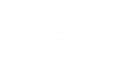 Beyaz arkaplanda siyah çizgi POS terminali ve eklenmiş kredi kartı ve yazdırılmış alıcı simgesi var. NFC ödeme konsepti. 4K Video hareketli grafik canlandırması