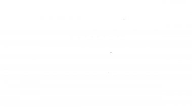 Siyah hat alışveriş binası ya da market simgesi beyaz arka planda izole edilmiş. Dükkan inşaatı. 4K Video hareketli grafik canlandırması