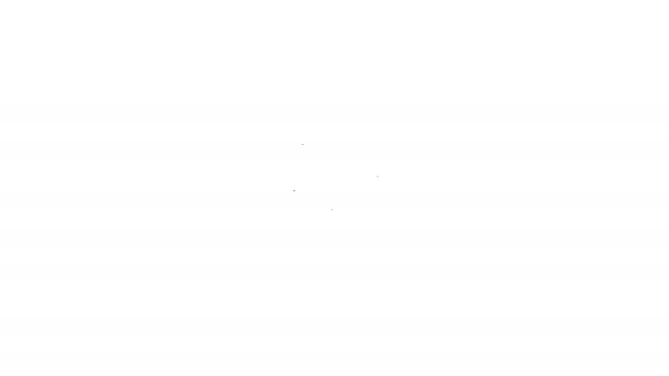 Línea negra Barba y bigotes cuidado icono de la botella de aceite aislado sobre fondo blanco. Botella de vidrio con pipeta. Animación gráfica de vídeo 4K — Vídeo de stock