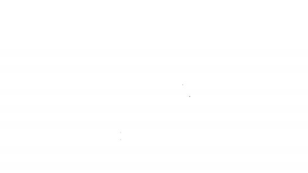 Μαύρη γραμμή Πετσέτα σε μια εικόνα κρεμάστρα απομονώνονται σε λευκό φόντο. Πετσέτα μπάνιου. 4K Γραφική κίνηση κίνησης βίντεο — Αρχείο Βίντεο