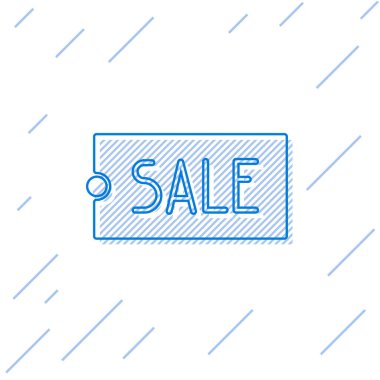 Beyaz arkaplanda izole edilmiş mavi çizgi Price etiketi. Rozet fiyatına. Reklam etiketi indirimi. Vektör İllüstrasyonu