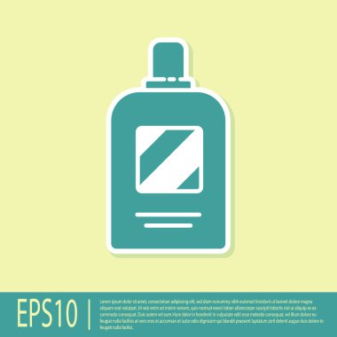 Sarı arka planda izole edilmiş yeşil şampuan ikonu. Vektör İllüstrasyonu