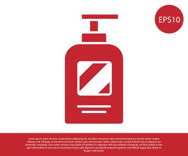 Beyaz arka planda izole edilmiş kırmızı şampuan ikonu. Vektör İllüstrasyonu