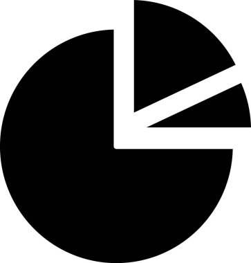 Beyaz arkaplanda siyah pasta grafiği ikonu izole edildi. Diyagram çizelgesi. Vektör İllüstrasyonu