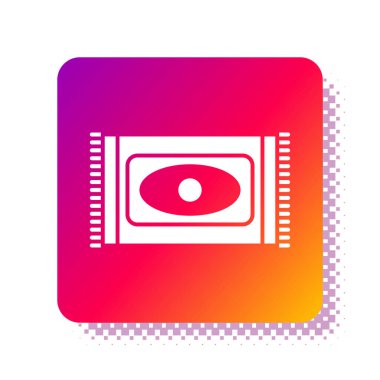 Beyaz halı kültürü ramazan arap kutlaması ikonu beyaz arka planda izole edilmiş. Kare renk düğmesi. Vektör İllüstrasyonu