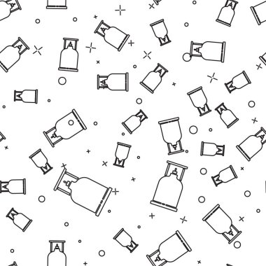 Siyah çizgi kamp gaz ocağı ikonu beyaz arka planda izole edilmiş pürüzsüz desen. Taşınabilir gaz ocağı. Yürüyüş, kamp malzemeleri. Vektör İllüstrasyonu