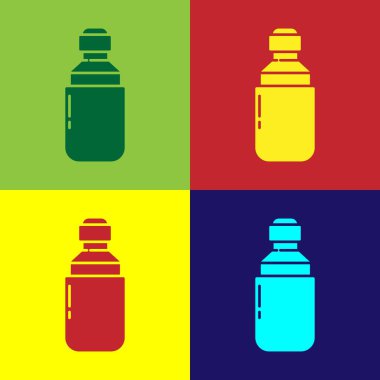 Pop Art Medikal marihuana ya da kenevir yaprağı zeytinyağı damlası ikonu renkli arka planda izole edilmiş. Esrar özütü. Kenevir sembolü. Vektör İllüstrasyonu