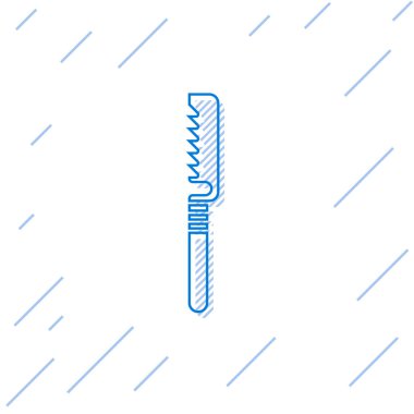 Mavi çizgi Medikal, beyaz arka planda izole edilmiş bir ikon gördü. Kemik kesmek, uzuv kesmek ve kemik nakli için cerrahi testere tasarlandı. Vektör İllüstrasyonu