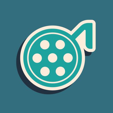 Yeşil cerrahi lamba ikonu yeşil arka planda izole edildi. Uzun gölge tarzı. Vektör İllüstrasyonu