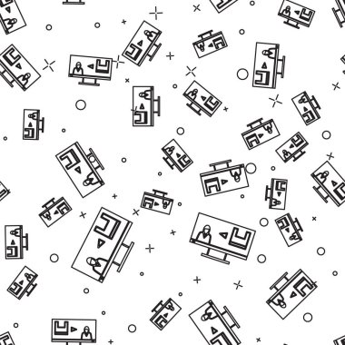 Siyah çizgi Plastik Kirliliği Durdur simgesi beyaz arka planda izole edilmiş pürüzsüz desen. Ekolojik poster. Vektör İllüstrasyonu