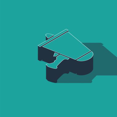 Isometric kelimeyi yayın, megafon simgesi yeşil arkaplanda izole edildi. Vektör İllüstrasyonu