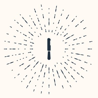 Gri tek kullanımlık plastik bıçak ikonu bej arka planda izole edilmiş. Soyut çember rastgele noktalar. Vektör İllüstrasyonu