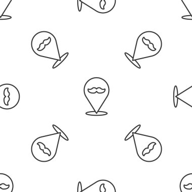 Gri çizgi berber dükkanı ikonu beyaz arka planda kusursuz desen izole etti. Kuaför logosu ya da tabela. Vektör İllüstrasyonu