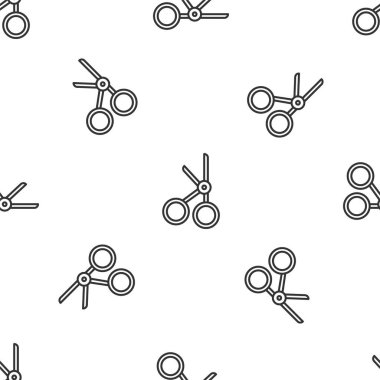 Gri çizgi tıbbi makas ikonu beyaz arka planda izole edilmiş pürüzsüz desen. Vektör İllüstrasyonu