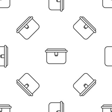 Gri çizgi beslenme çantası simgesi beyaz arka planda izole edilmiş kusursuz desen. Vektör İllüstrasyonu