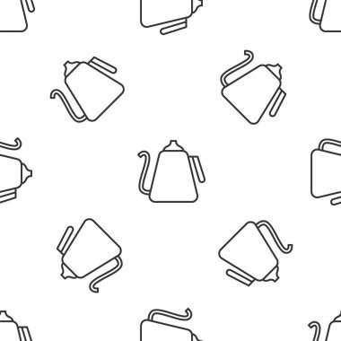 Gri çizgili Kettle, beyaz arka planda izole edilmiş ikon izlerine sahip. Çaydanlık ikonu. Vektör İllüstrasyonu