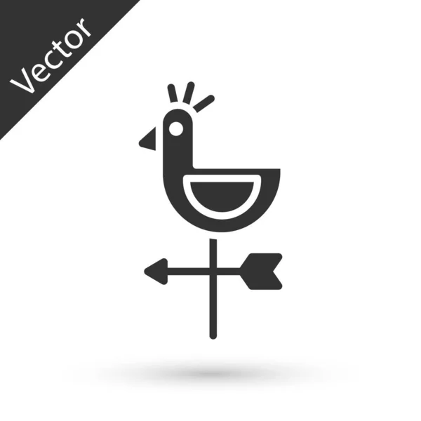 Grey Rooster Weather Vane Icon Isolated White Background Weathercock Sign — Stock Vector