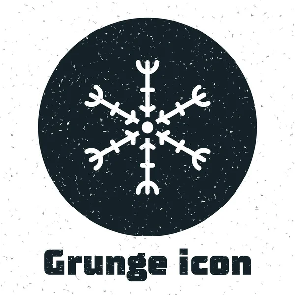 Grunge Icono Copo Nieve Aislado Sobre Fondo Blanco Dibujo Vintage — Vector de stock