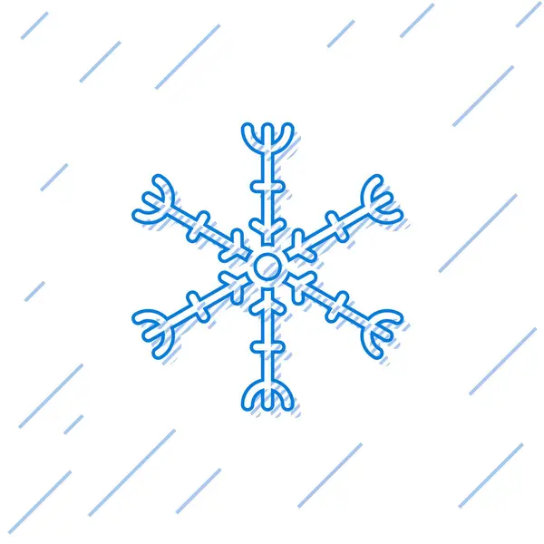 Niebieska Linia Ikona Płatka Śniegu Odizolowana Białym Tle Ilustracja Wektora — Wektor stockowy