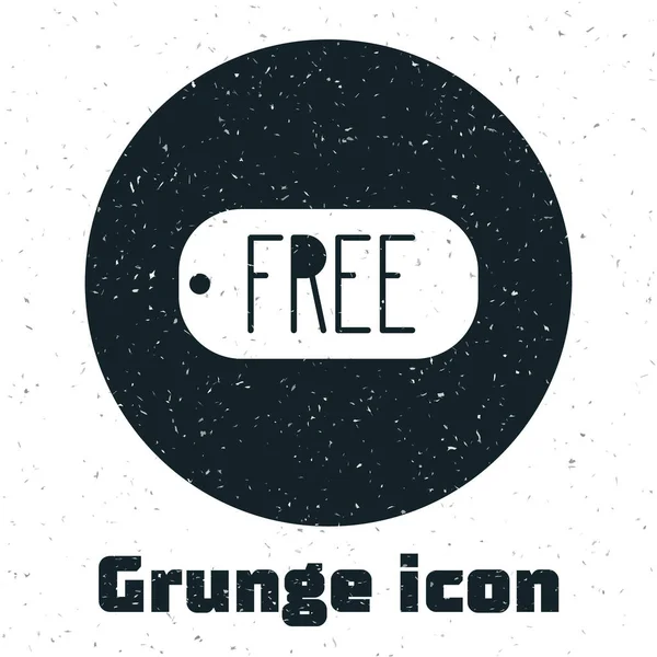 Grunge Price Tag Inscription Free Icon Isolated White Background Badge — Stock Vector
