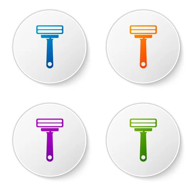Color Shaving Razor Icon Isolated White Background Set Icons Circle — Stock Vector