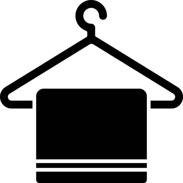 Schwarzes Handtuch Auf Einem Kleiderbügel Symbol Isoliert Auf Weißem Hintergrund — Stockvektor