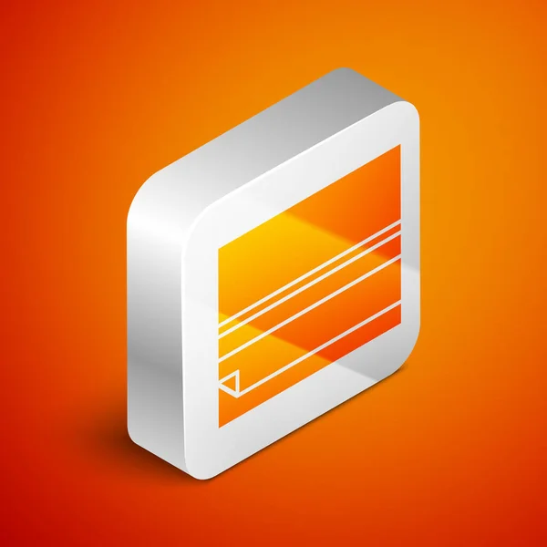 Isometriskt Rullande Papper Ikon Isolerad Orange Bakgrund Silverfyrkantig Knapp Vektor — Stock vektor