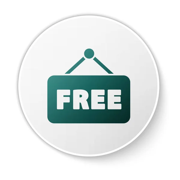 Green Price Tag Επιγραφή Free Icon Που Απομονώνεται Λευκό Φόντο — Διανυσματικό Αρχείο