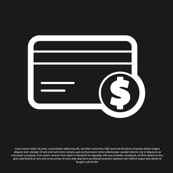 Černá Kreditní Karta Symbol Dolar Ikona Izolované Černém Pozadí Online — Stockový vektor