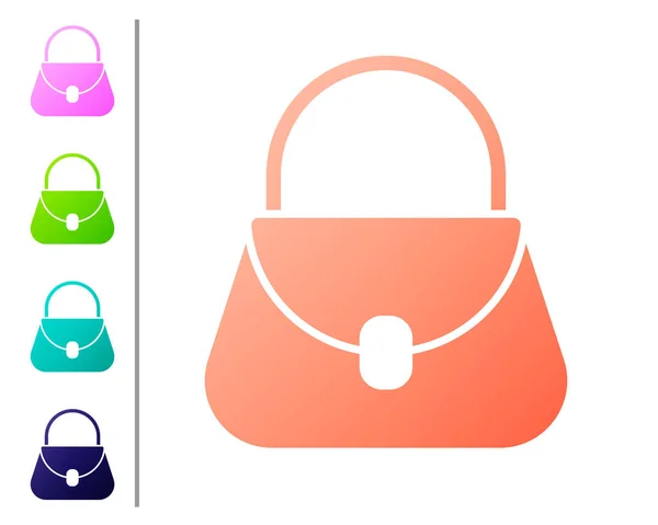 Coral Handbag Symbol Isoliert Auf Weißem Hintergrund Weibliches Handtaschenschild Glamour — Stockvektor