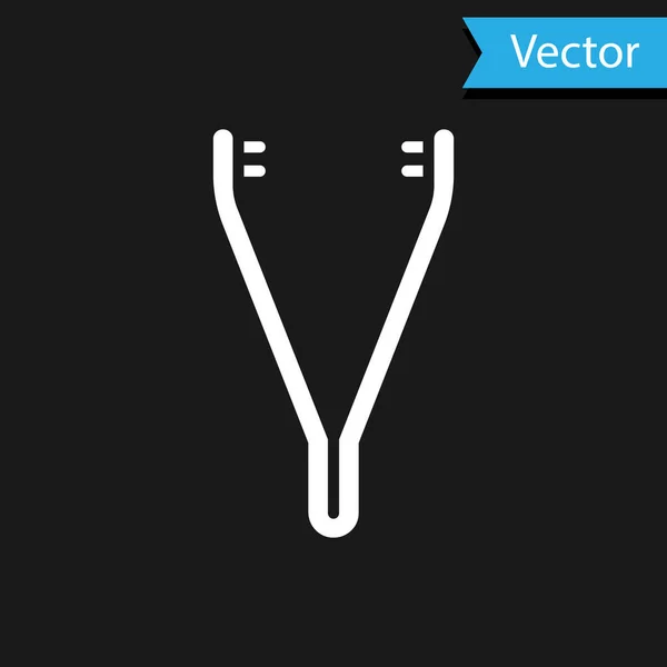 Weiße Medizinische Pinzette Symbol Isoliert Auf Schwarzem Hintergrund Medizin Und — Stockvektor
