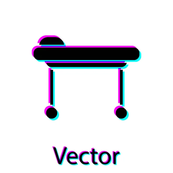 Svart Stretcher Ikon Isolerad Vit Bakgrund Sjukhusets Sjukbår Vektor Illustration — Stock vektor