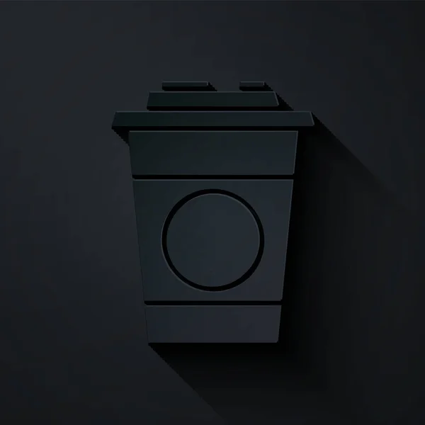 Corte Papel Icono Vidrio Papel Aislado Sobre Fondo Negro Vaso — Vector de stock