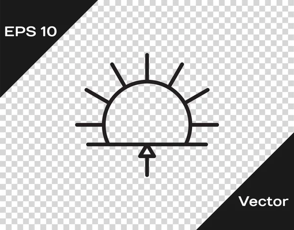 Schwarze Linie Sonnenaufgang Symbol Isoliert Auf Transparentem Hintergrund Vektorillustration — Stockvektor