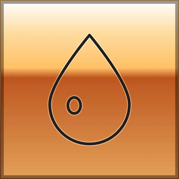 Black Line Water Drop Icon Isolated Gold Background Vector Illustration — Stock Vector